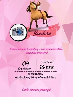 Convite Aniversário Spirit o Indomável com Foto para Editar