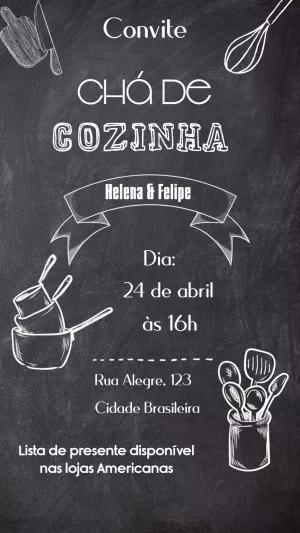 Convite Chá de Cozinha Quadro Negro para Editar Online