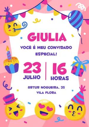 Convite de Aniversário com Emojis Divertidos para Editar