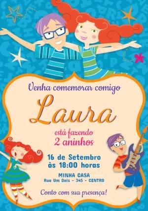 Convite Aniversário Palavra Cantada com Personagens para Editar