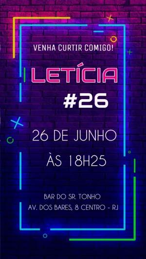 Convite de Aniversário Balada Neon para Editar Online