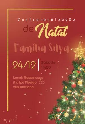 Convite de Natal Elegante com Árvore de Natal para Editar