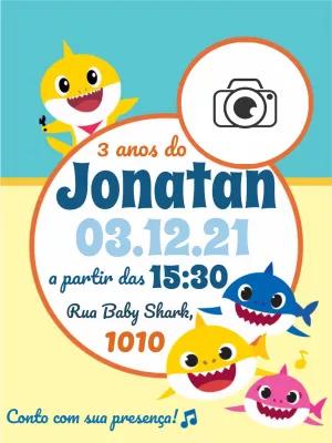 Convite Aniversário Baby Shark com Foto para Editar Online