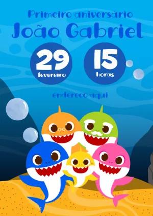 Convite de Aniversário Baby Shark para Editar Online