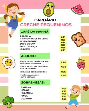 Cardápio Infantil Colorido com Ilustrações para Editar Online