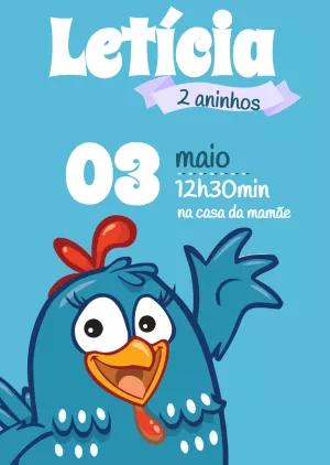 Convite de Aniversário Galinha Pintadinha para Editar Online