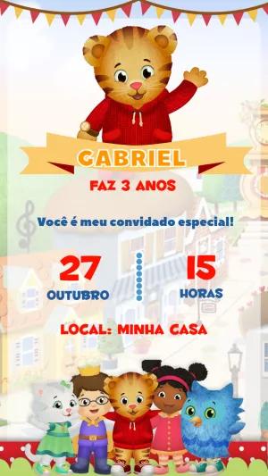 Convite de Aniversário Daniel O Tigre para Editar Online