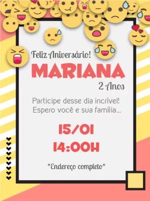 Convite de Aniversário Emoji com Carinhas para Editar Online