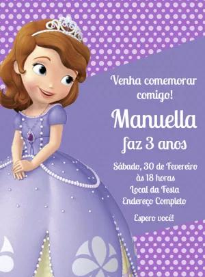 Convite de Aniversário Princesinha Sofia para Editar Online