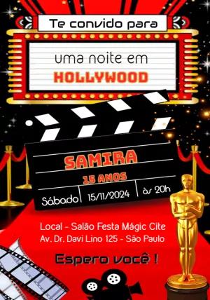 Convite de Aniversário Hollywood Editável Online