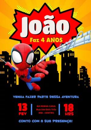Convite de Aniversário Homem Aranha para Editar Online