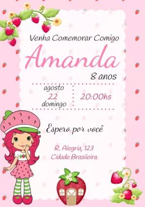 Convite de Aniversário Moranguinho Clássica para Editar Online