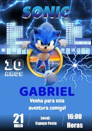 Convite de Aniversário Sonic para Editar Online e Imprimir