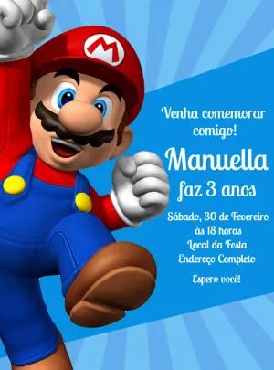 Convite de Aniversário Super Mário Editável Online