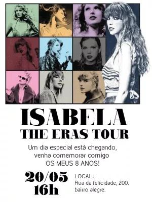 Convite de Aniversário Taylor Swift Eras Tour para Editar Online