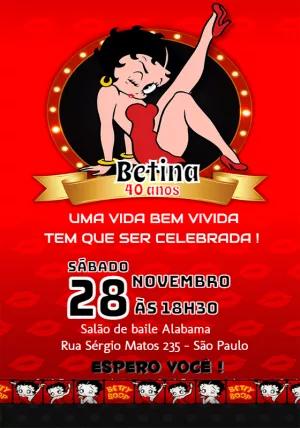 Convite de Aniversário Betty Boop para Editar Online