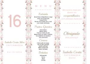 Menu de Formatura Floral Triângulo para Editar Online
