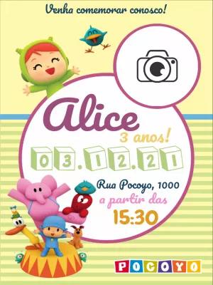 Convite de Aniversário Pocoyo com Foto para Editar Online