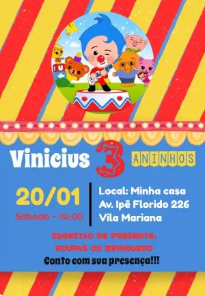 Convite de Aniversário Plim Plim Circo para Editar Online