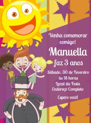 Convite Aniversário Mundo Bita com Personagens para Editar Online