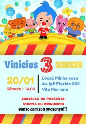 Convite de Aniversário Plim Plim para Editar Online