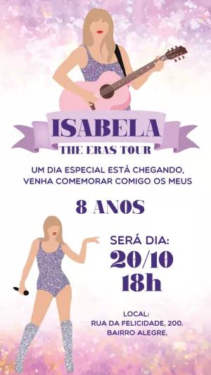 Convite de Aniversário Taylor Swift Eras Tour para Editar Online