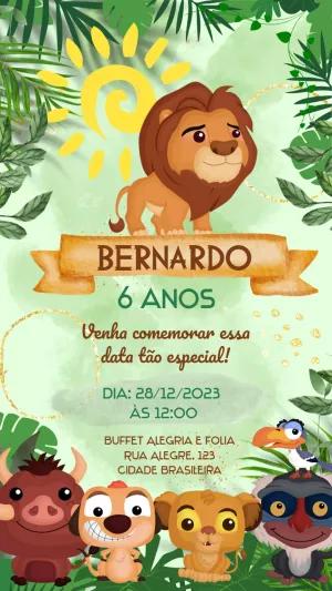 Convite de Aniversário Rei Leão Cute para Editar Online