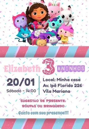 Convite Aniversário A Casa Mágica da Gabby para Editar Online