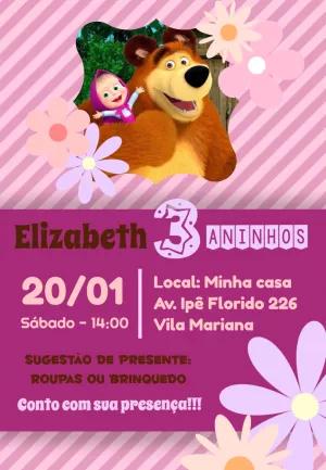 Convite Aniversário Masha e o Urso para Editar Online