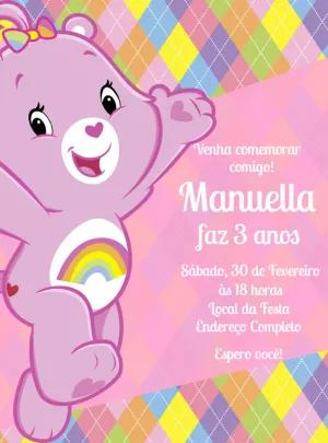 Convite Aniversário Ursinhos Carinhosos Rosa para Editar Online