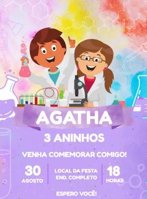 Convite Aniversário Cientista Laboratório para Editar Online