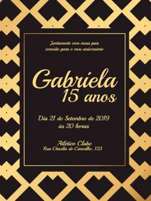 Convite 15 Anos Preto e Dourado Luxo para Editar Online