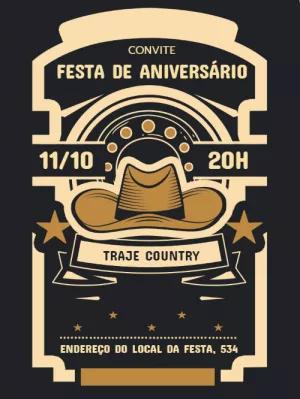 Convite de Aniversário Country para Editar Online