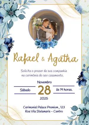 Convite de Casamento Floral com Foto para Editar Online