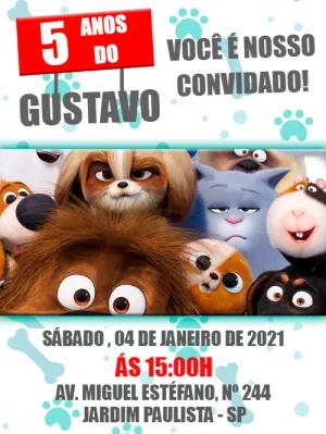 Convite de Aniversário Segredo dos Pets para Editar Online