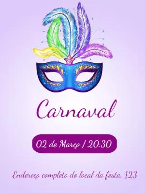 Convite de Carnaval com Máscara Colorida para Editar Online