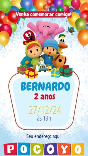 Convite Aniversário Pocoyo e sua Turma para Editar Online