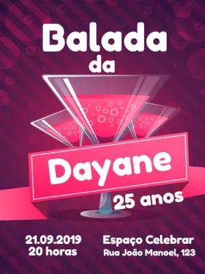 Convite de Aniversário Balada e Drinks para Editar Online