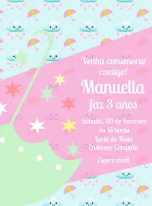 Convite Aniversário Chuva de Amor para Editar Online