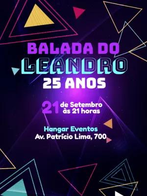 Convite de Aniversário Balada Neon para Editar Online