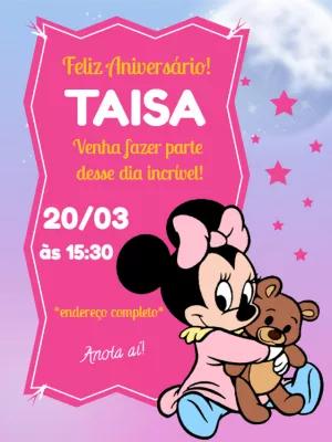 Convite Aniversário Minnie Baby para Editar Online