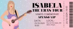 Convite Aniversário Ingresso Taylor Swift para Editar Online