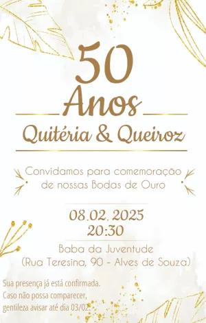 Convite de Bodas de Ouro Elegante para Editar Online