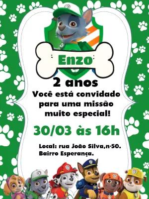 Convite de Aniversário Patrulha Canina Rocky Editável Online