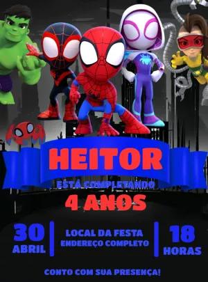 Convite de Aniversário Spidey e seus Amigos para Editar Online