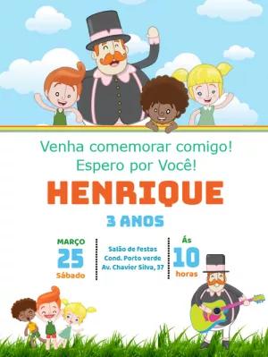 Convite de Aniversário Mundo Bita com Personagens para Editar