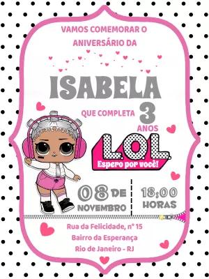 Convite de Aniversário LOL Surprise para Editar Online