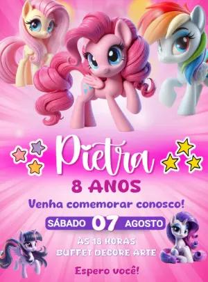 Convite de Aniversário My Little Pony para Editar Online