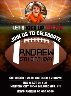 Editable Football Birthday Party Invitation Template