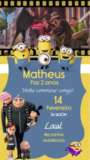 Convite Animado Aniversário Meu Malvado Favorito para Editar